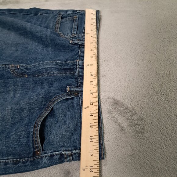 Levis 527 Jeans Mens 35x32, Tag 36x34 Boot Cut Whiskers Blue Denim Western - Picture 7 of 14